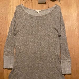 Soft by Joie gold threaded mocha ballet neck top